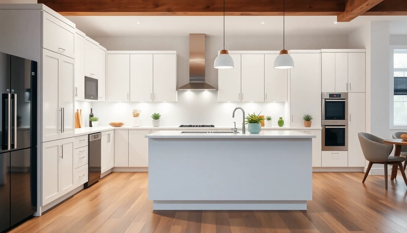 Stunning kitchen remodel near me showcasing modern design elements and a spacious layout.