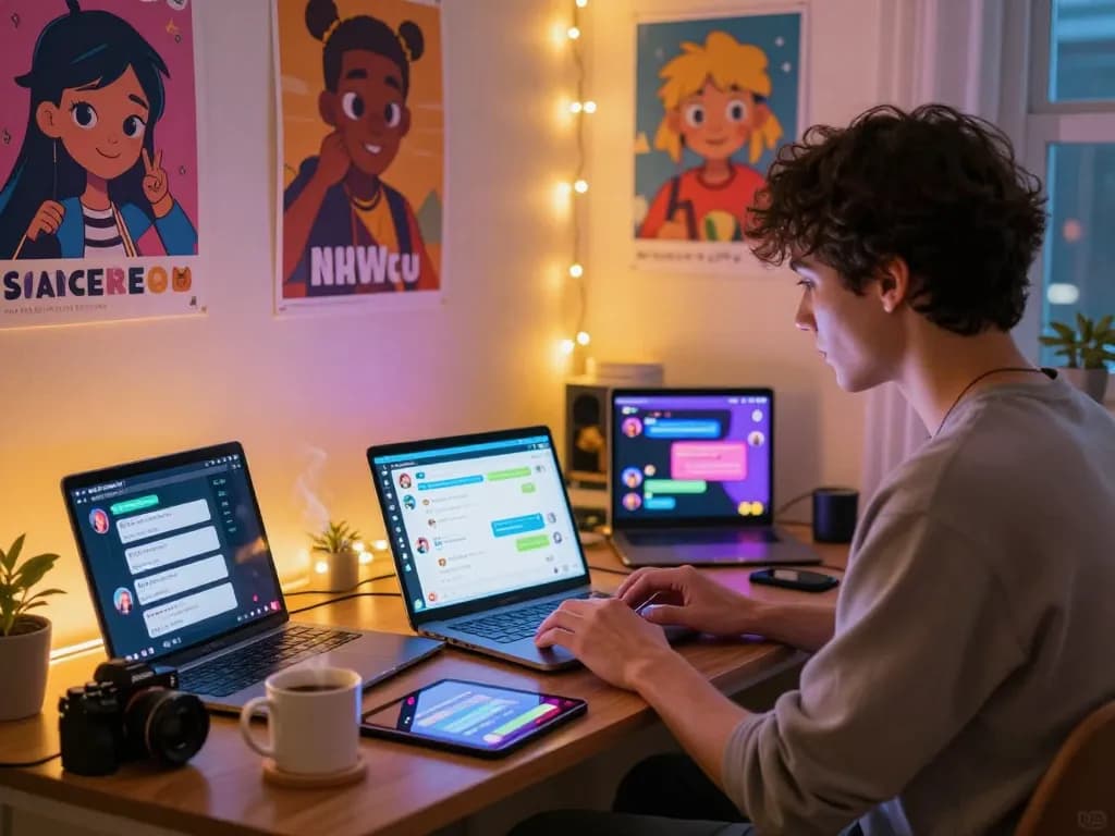 User engaging with NSFW character chatbots in a playful room setting, demonstrating crush on ai interactions.