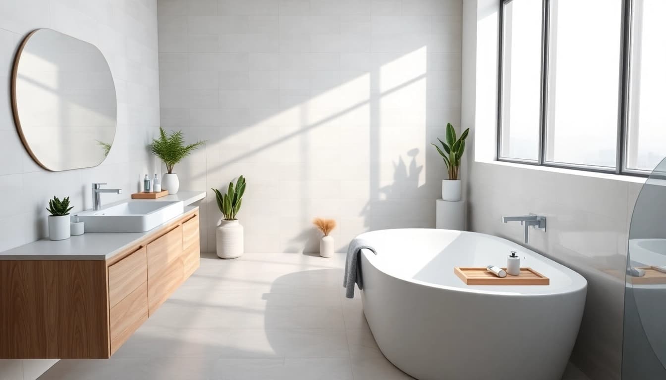 Modernes Badezimmer mit hochwertigen 'sonni sanitär' Produkten und stilvollen Armaturen in entspannender Atmosphäre.