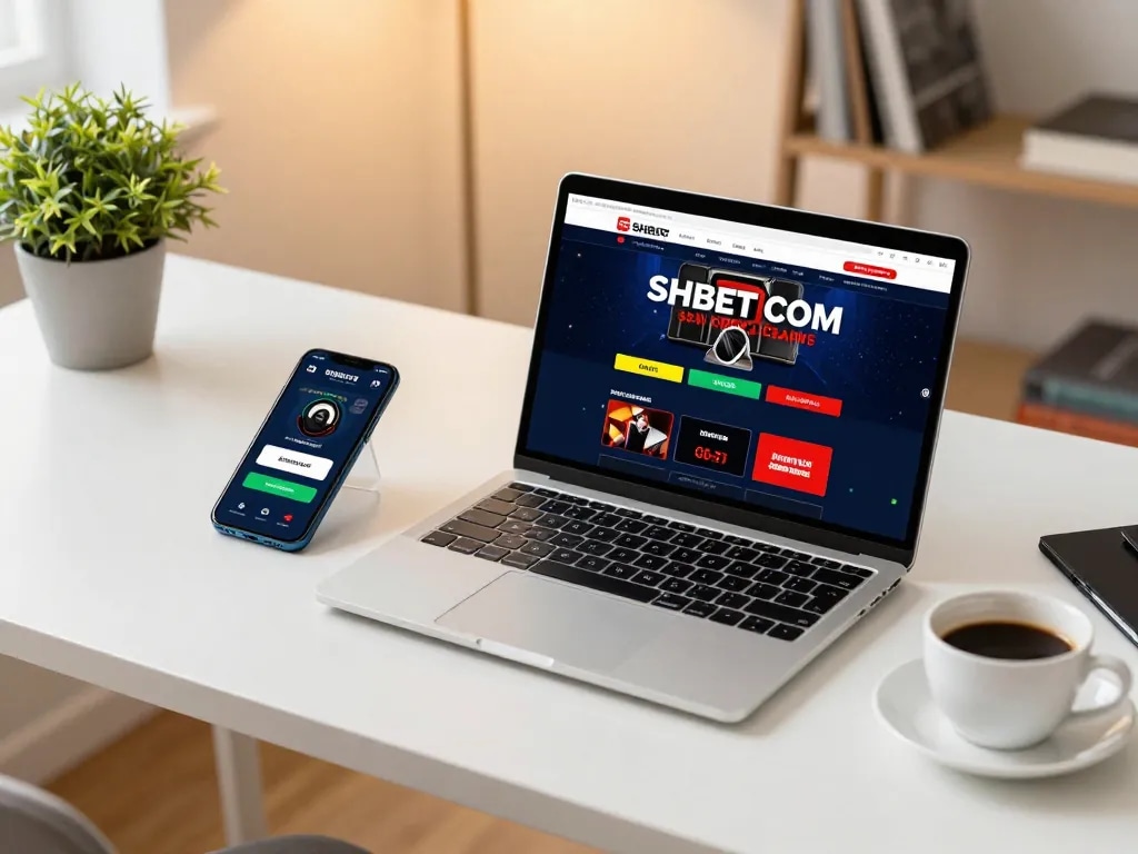 Engaging in online gaming with SHBET COM on a modern laptop, showcasing a relaxed setup.