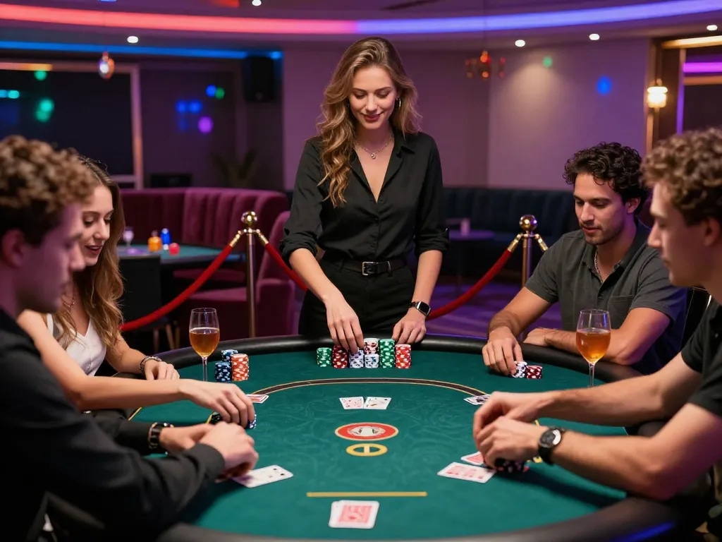 Experience thrilling poker nights at https://gem88.com.mx/ featuring friends, chips, and exciting casino lights.