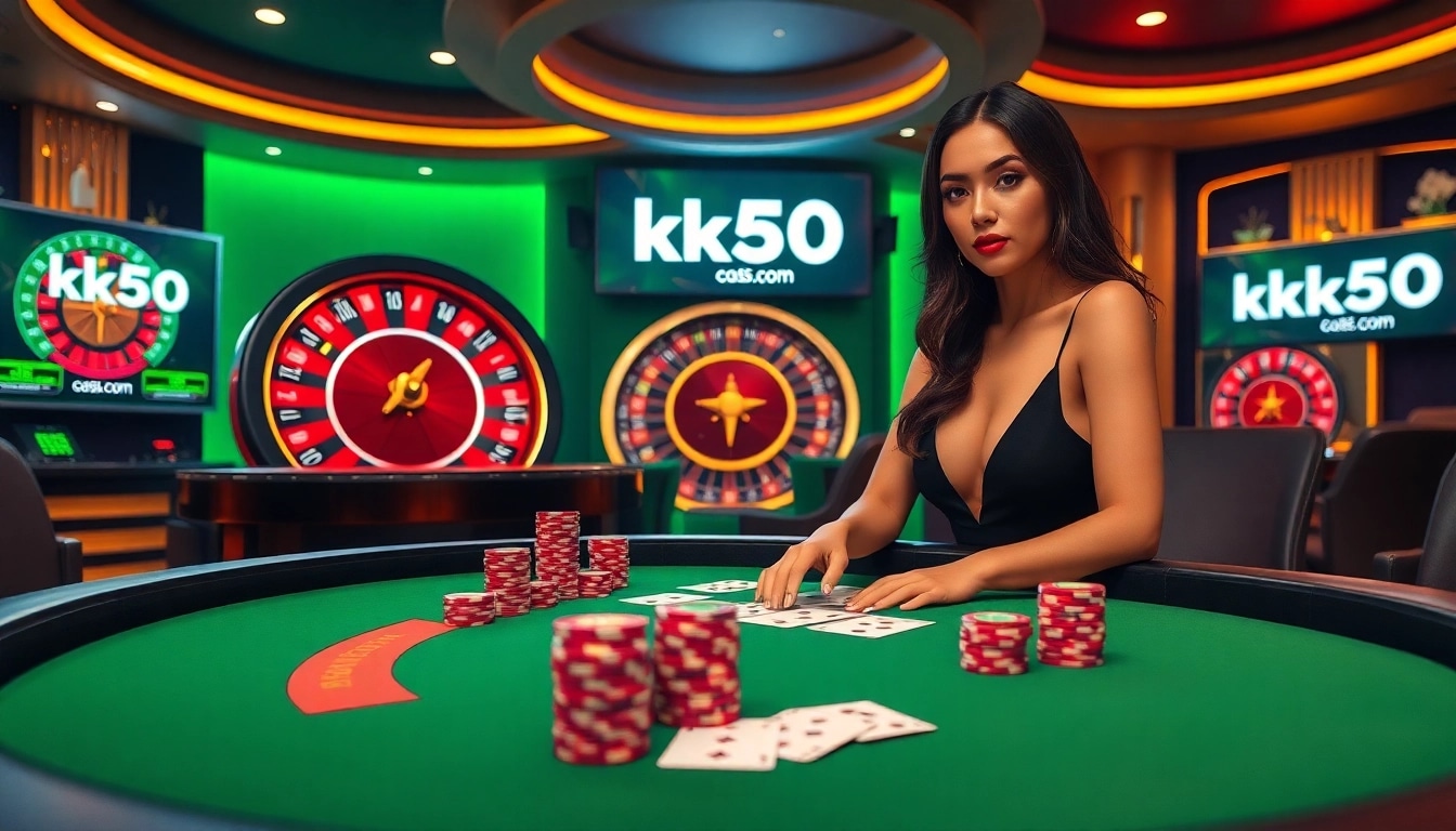 Experience thrilling bets at the extravagant kk55.com casino table with vibrant chips and cards.