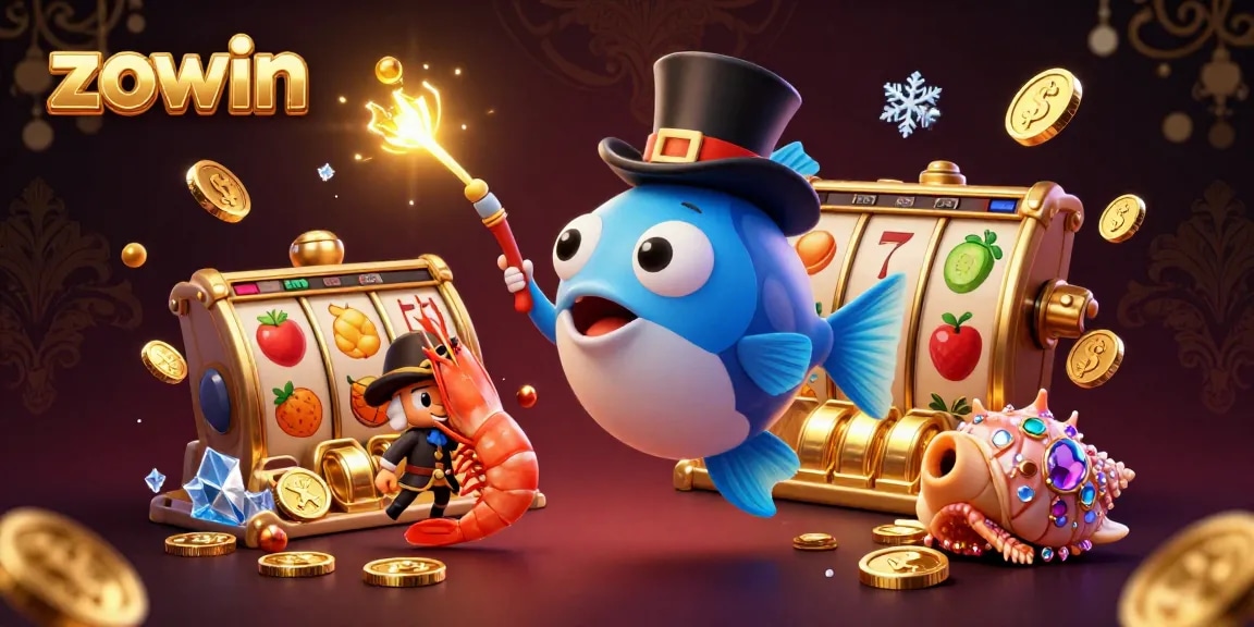 Engage with the vibrant world of Zowin as the anglerfish lures golden coins amidst an exciting casino adventure.