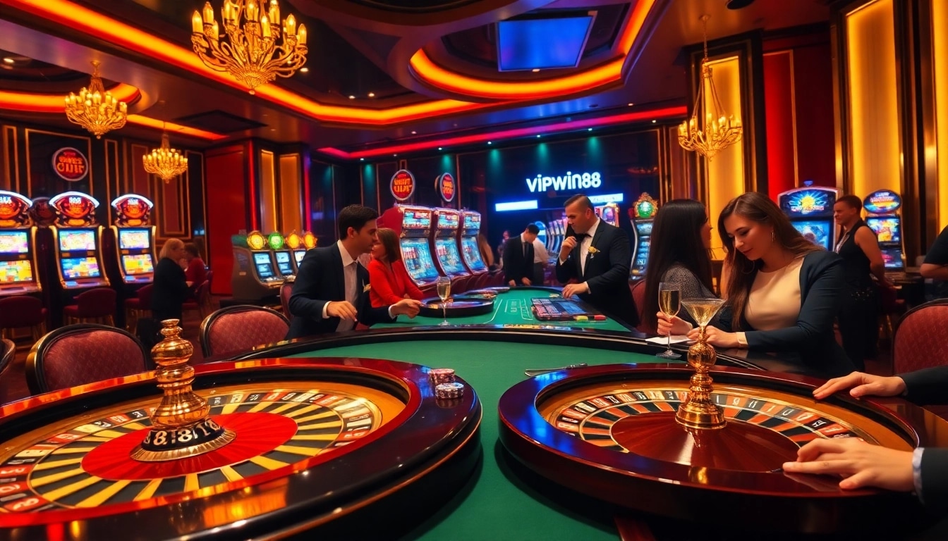 Engaged players enjoying a high-stakes poker game at VIPWIN88 casino table.
