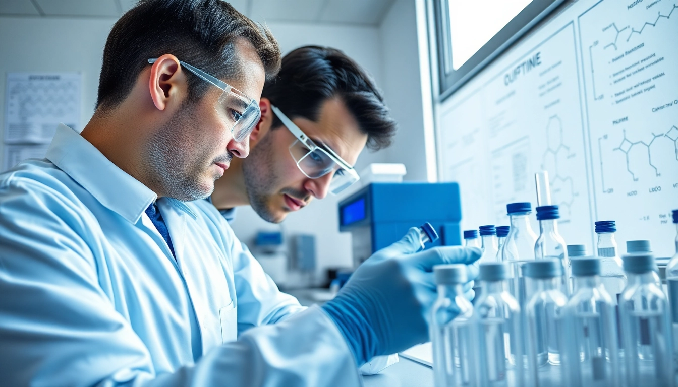 Preparing peptides UK in a professional laboratory with advanced equipment.