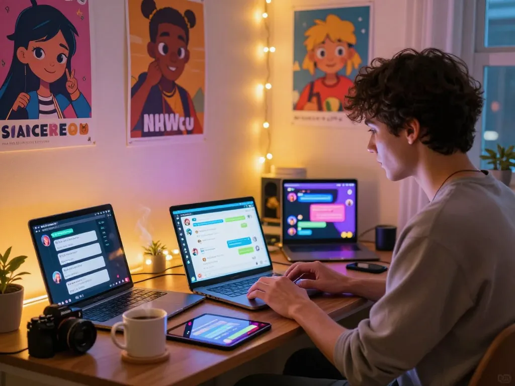 User engaging with NSFW character chatbots in a playful room setting, demonstrating crush on ai interactions.