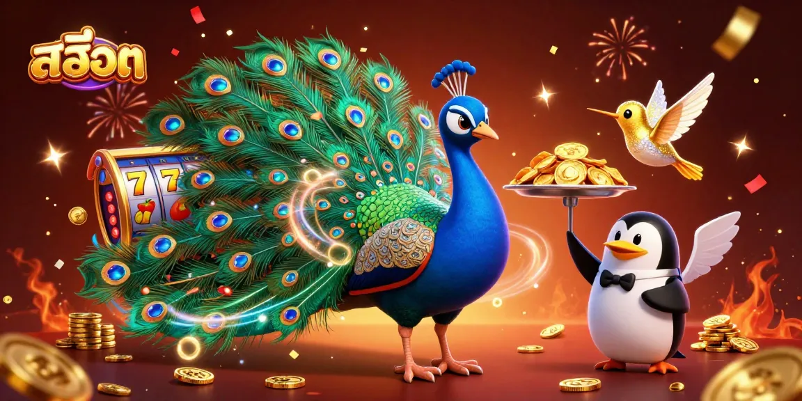 Spin the colorful สล็อต reels with vibrant jackpots and characters celebrating wins in a lavish casino scene.
