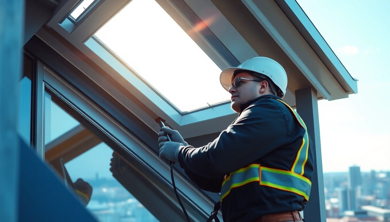 Expert Velux repairs being conducted by a professional technician on a bright, sunny day.