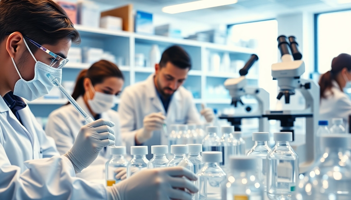 Learn about Peptides UK with laboratory professionals analyzing compounds in a research setting.