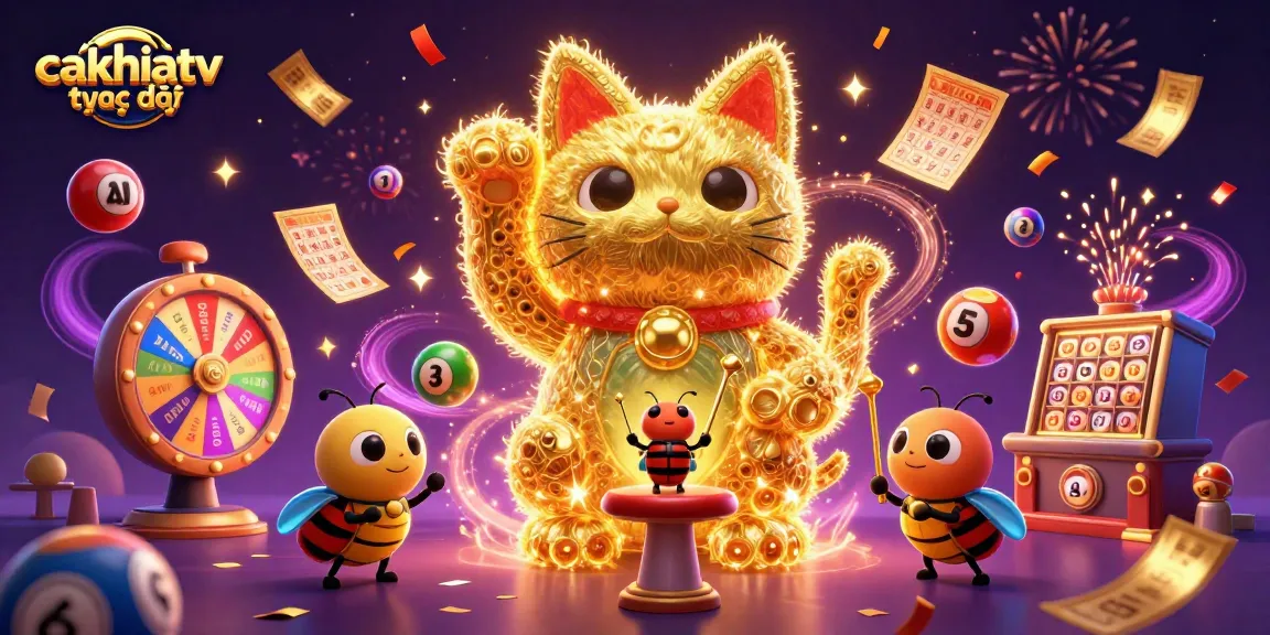 Experience cakhiatv trực tiếp with dynamic lottery fun featuring colorful balls and a lucky cat.