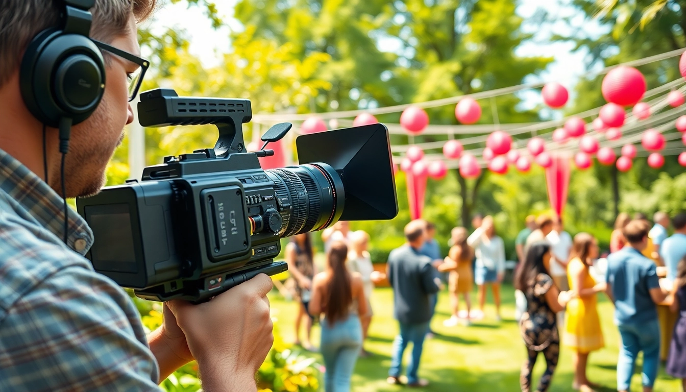 Capturing video capture moments at a dynamic outdoor event with a professional videographer.