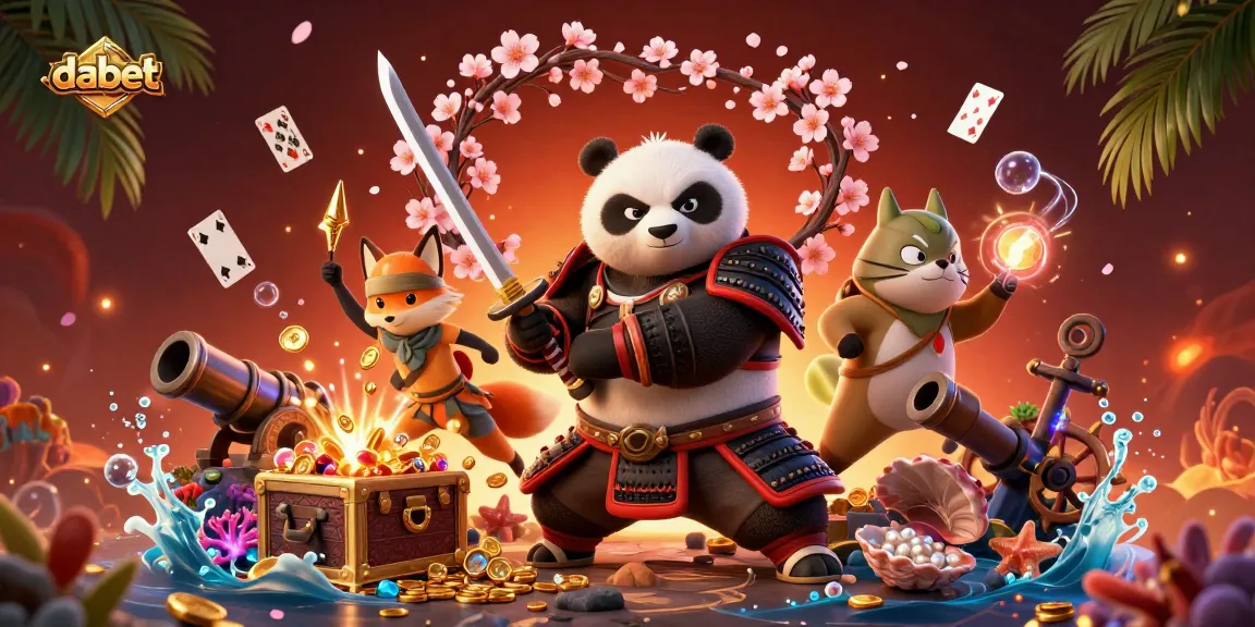 Experience dynamic gaming action with the dabet brand, featuring unique characters in a vibrant 3D casino setting.