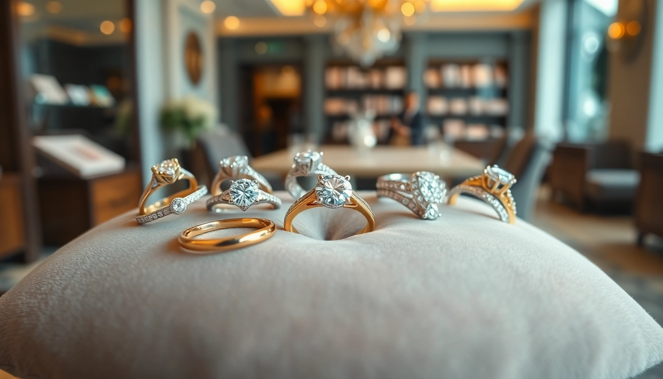 Explore stunning engagement rings UK, with exquisite designs set on a luxurious velvet display.
