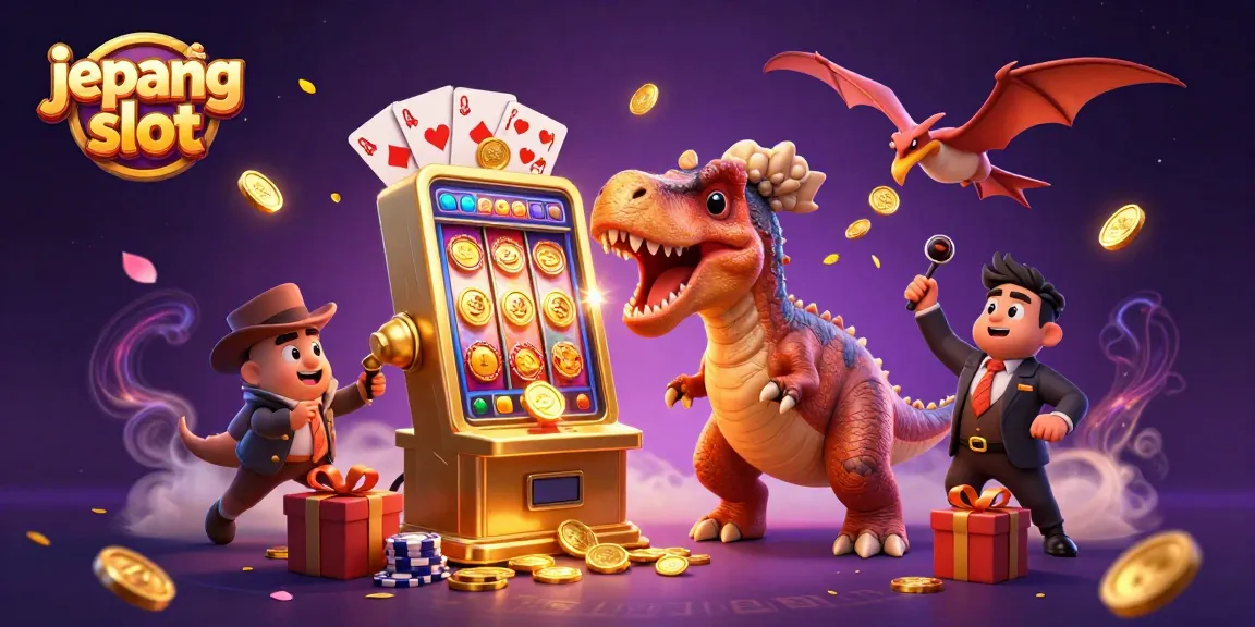 Experience the excitement of jepang slot with a fun pachycephalosaurus hitting a jackpot while coins fly all around!