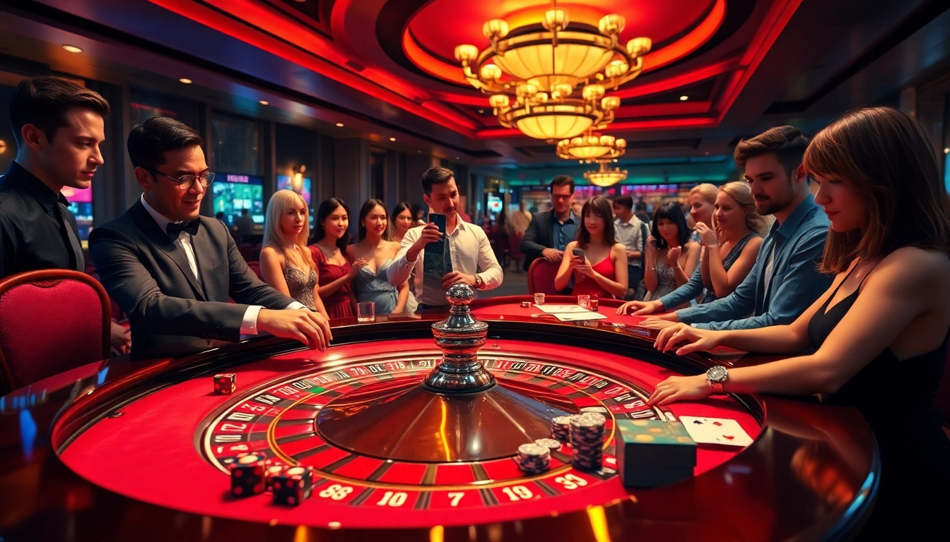 Players enjoying a high-stakes roulette game at 99ok casino while distrubting chips and placing bets.