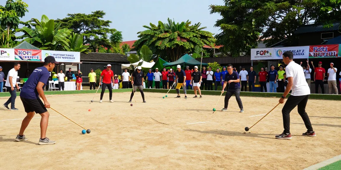 Players enjoying petanque at FOPI KOTA KENDARI event, showcasing community spirit and sportsmanship.