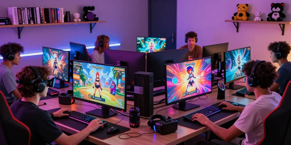 Engaging players immersed in a real hentai game, showcasing vibrant graphics and modern gaming setup.