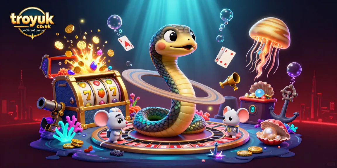 Experience thrilling bets at troyuk.co.uk credit card casinos with vibrant cosmic gaming illustration.