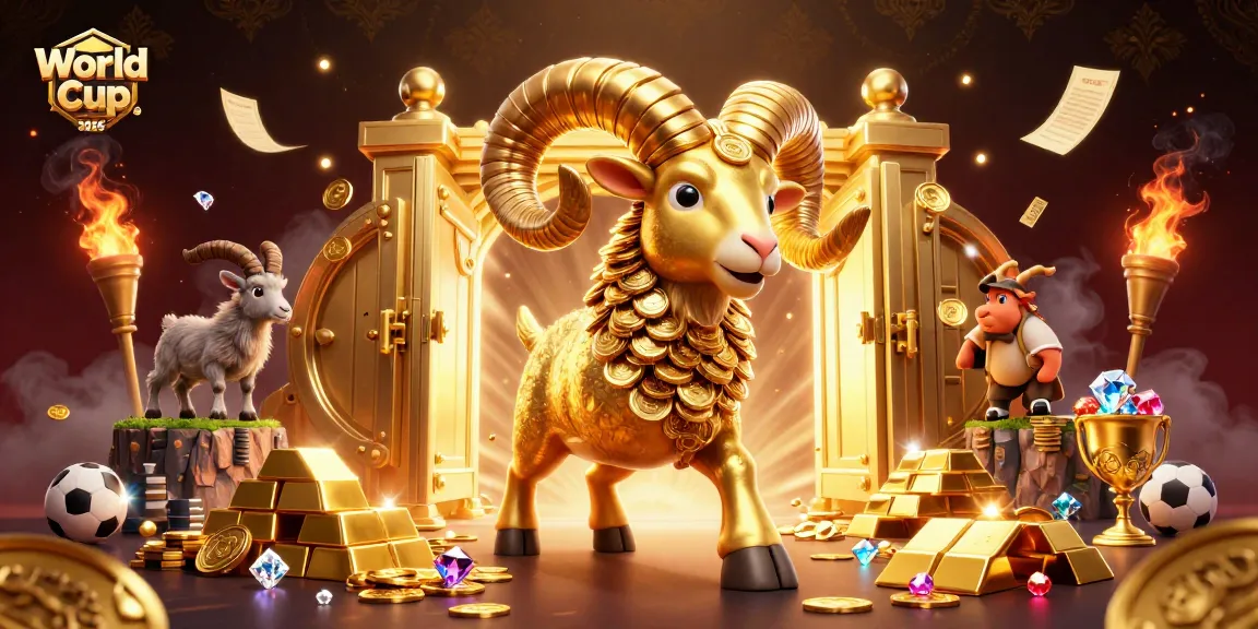 Experience World Cup 2026 with golden treasures and vibrant betting elements in this dynamic casino-themed scene.