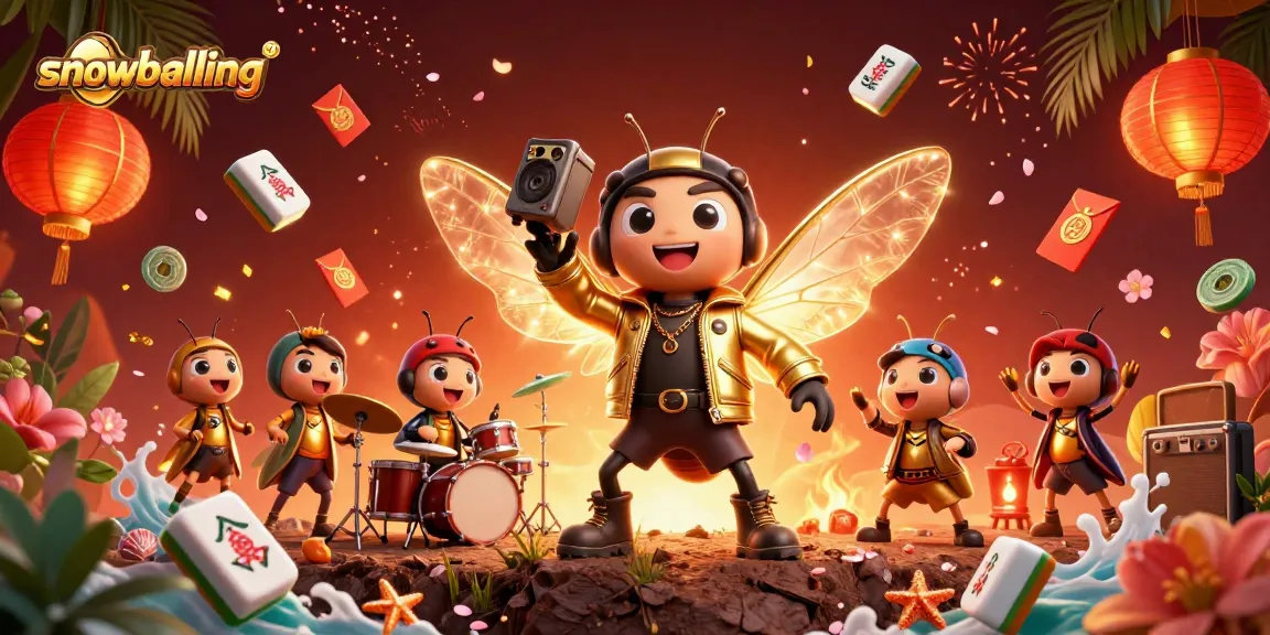 Experience snowballing with animated casino characters winning jackpots amidst vibrant gambling elements.