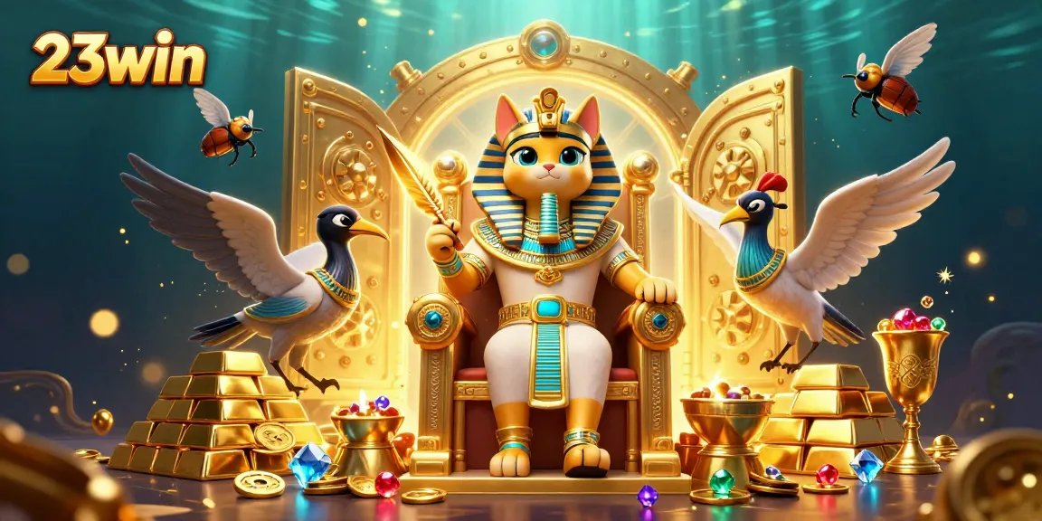 Experience the thrilling world of 23win with vibrant treasures and iconic characters in a dynamic casino scene.