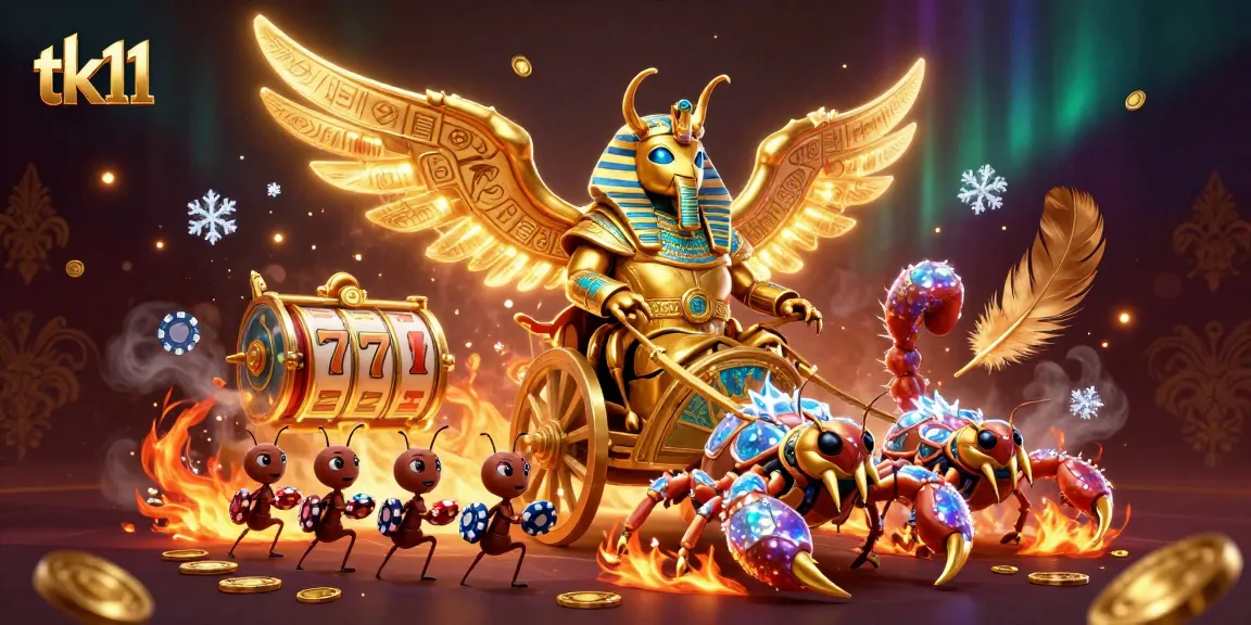 Engage in exciting casino action with tk11's radiant atmosphere featuring golden symbols and hero characters.