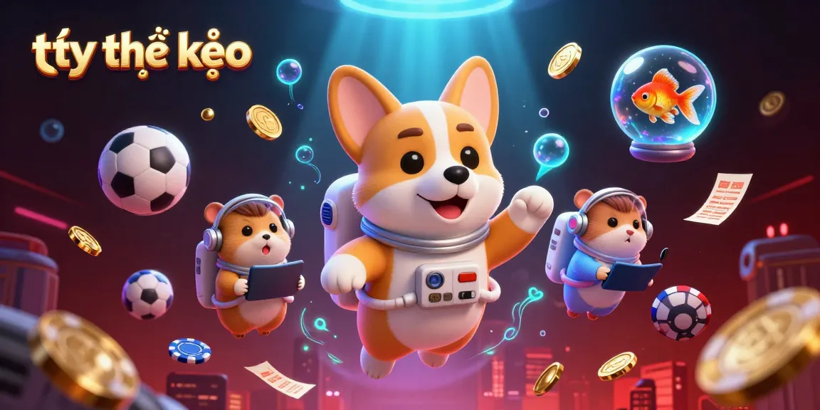 Engage with tỷ lệ kèo in sports betting showcased by a corgi astronaut and vibrant casino elements.