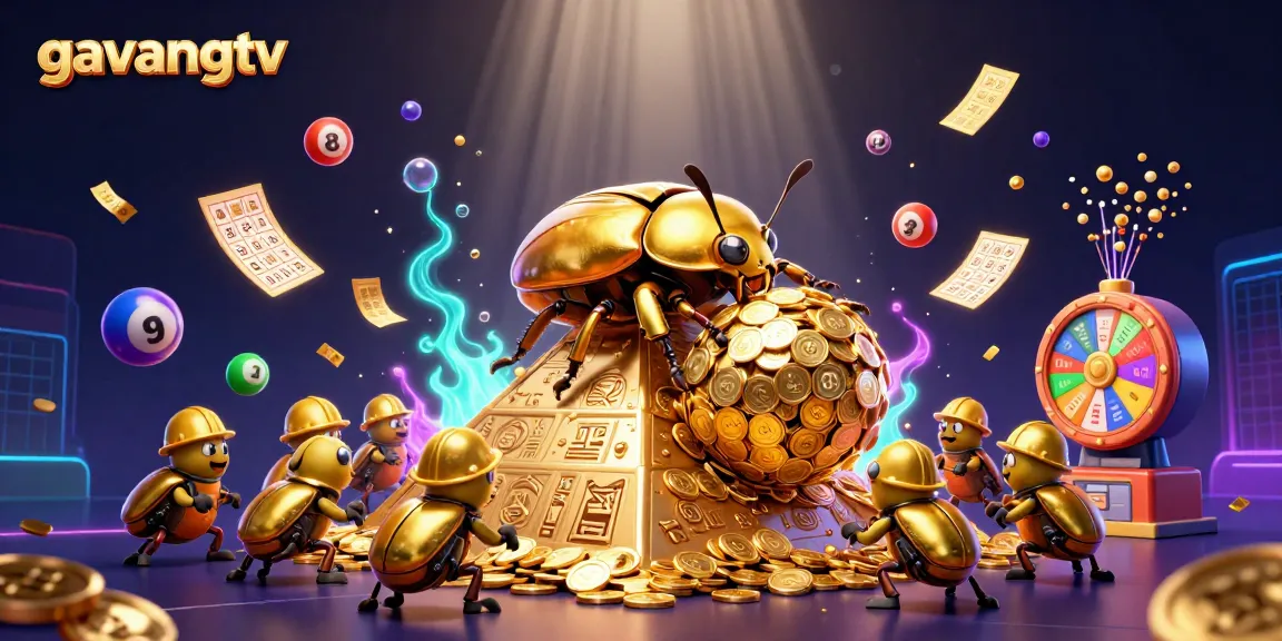 Experience the thrill of gambling with gavangtv, featuring colorful lottery balls and golden ticket elements.